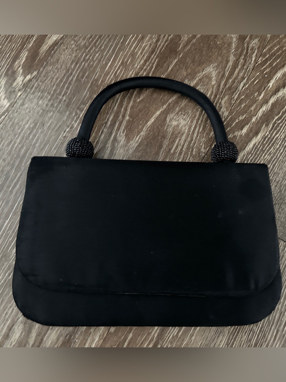 Black Satin Top-Handle Evening Bag